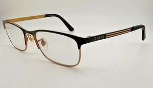 Gucci Titanium Men's Eyeglasses Frames GG0700OJ Black / Gold 54-18-145 Japan - Picture 1 of 17