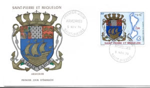 1974 SAINT-PIERRE ET MIQUELON,FRANCE, FIRST DAY COVER 1 STAMP, COAT OF ARMS - Picture 1 of 1