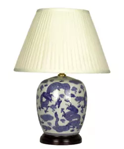 Oriental Chinese Porcelain Ceramic Blue White Ginger Jar Dragon Table Lamp 54cm - Picture 1 of 1
