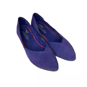 TOMS Julie Ballet Flats Suede Pointed Toe Slip On Shoes Size W7 - Picture 1 of 8