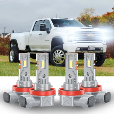 LOW + HIGH Beam For Chevy Silverado 2023 2024 2025 4x LED Headlight Bulbs H9 H11 - Image 1 of 4