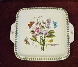Portmeirion Botanic Garden Square Handled Dessert Dish 11-1/2" SWEET PEA - Picture 1 of 4
