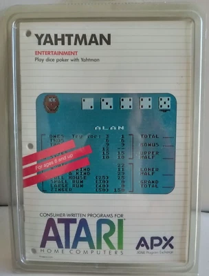 Yahtman; Atari 400/800/XL/XE; Disk w/manual APX-20175; Plastic cover - Image 1 of 3