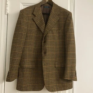 TINCATI WOOL CASHMERE SIZE 54 R BROWN PLAID 3 BUTTON SPORTCOAT - Picture 1 of 14