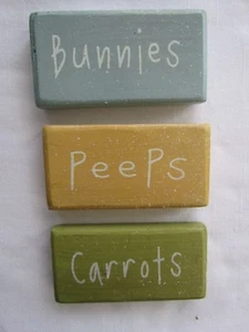 Ostern Motto Block Schilder - Peeps Hasen Karotten 3 Stück Neu Collins CS-6615 Hase - Bild 1 von 3