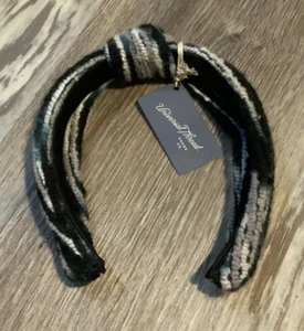 Universal Thread Womens Top Knotted Yarn Striped Headband Black/Gray/White - Picture 1 of 2