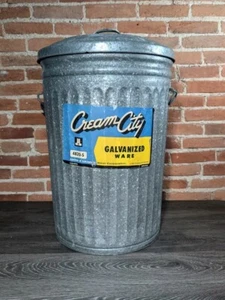 Vtg Cream City Galvanized 20 Gallon Trash Can Jones Laughlin Steel Lebanon IN - Picture 1 of 10