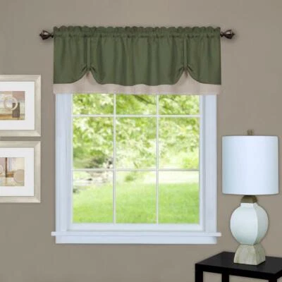Kate Aurora Country Farmhouse Flax Linen Tie Up Window Valance - Assorted Colors - Image 1 of 4