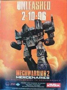 Mechwarrior 2 Mercenaries Spiel AD-Ausschnitt aus einer 1996 Zeitschrift - Bild 1 von 1