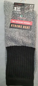 Mossy Oak Black Gray Full Cushion Thermal Xtreme Heat Socks Mens Sock Size 10-13 - Picture 1 of 3