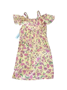 Old Navy Girls Cold Shoulder Yellow Floral Dress Size 6-7 (A2) - Picture 1 of 2