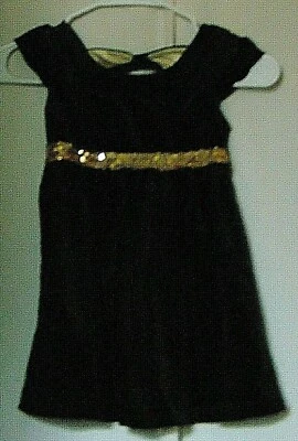 NUEVO SIN ETIQUETAS VESTIDO GEORGE MANGA CORTA MARRÓN TERCIOPELO DORADO LENTEJUELAS RECORTADO NIÑAS TALLA 4/5 Foto 1 de 4