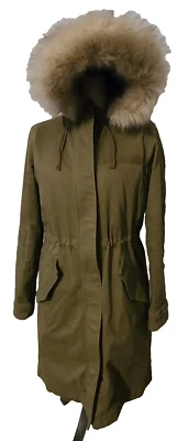 ABRIGO MUJER GAP INVIERNO PRIMAVERA PARKA ALGODÓN VERDE MILITAR CON CAPUCHA FORRO ACOLCHADO XS Foto 1 de 4