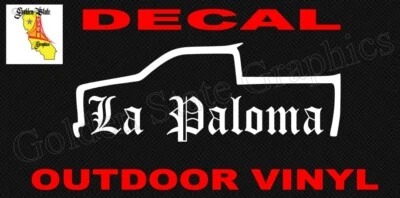 LA PALOMA W/ TRUCK SHAPE WINDOW DECAL STICKER WHITE EXTERIOR VINYL ORACAL 651 - Image 1 of 3