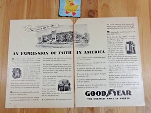 GoodYear Magazine Ad Print 1943 Expression of Faith America Two Pages - Picture 1 of 3