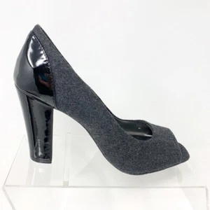 Andrew Geller Damen Anthrazit Textil, Peeptoe Heels, Größe 7 Rockabilly Neu - Bild 1 von 8