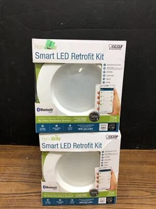 FEIT HomeBrite Smart Bluetooth LED 5-6" Recessed Retrofit Light Kit 75w Lot Of 2 - Picture 1 of 2