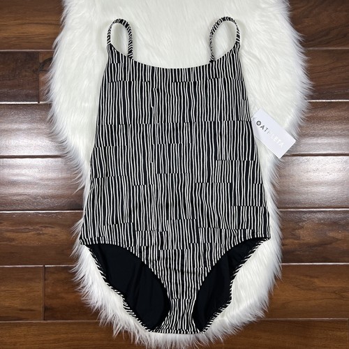 Athleta Women's Size XL Black White Printed Hermosa One Piece Swimsuit