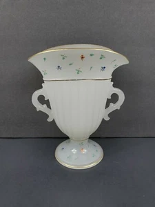 Beaumont Glass Handled Footed Fer-Lux Clambroth Vase Hand Painted Floral Chintz - Picture 1 of 12