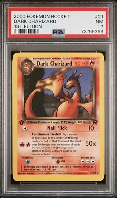 Pokemon TCG Team Rocket Dark Charizard #21 1st Edition Regular Rare PSA 7 NM - Image 1 of 2