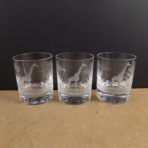 3 Queen Lace Crystal Giraffe Double Old Fashioned Tumblers Nairobi Kenya - Picture 1 of 6