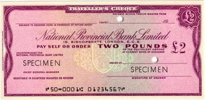 PROBE, NATIONAL PROVINCIAL BANK LIMITED LONDON, 2 POUNDS NOTE/SCHECK - Bild 1 von 1