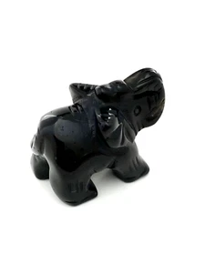 Statuina elefante intagliata con pietra preziosa agata nera naturale, 23,86 g (0,84 oz) - Foto 1 di 2