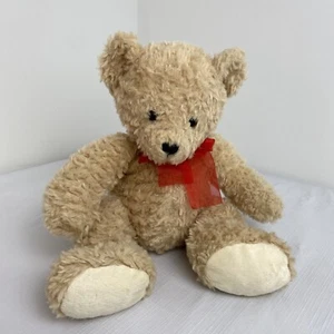 PBC International Brown Bear Plush Red  Bow Stuffed Animal Toy 12" - Picture 1 of 7