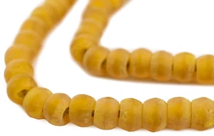 Translucent Amber Padre Beads 9mm Yellow Cylinder Glass Large Hole - Picture 1 of 4