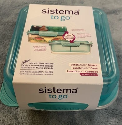 NEU MIT ETIKETT "SISTEMA TO GO" LUNCH STACK QUADRATISCH VERPACKTE LUNCHBOX - Bild 1 von 3