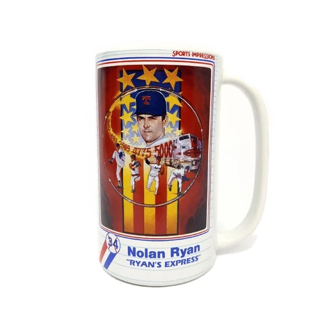 Nolan Ryan " Ryan's Express" 1990 Sports Impressions Ceramic Mug 24 OZ Cover