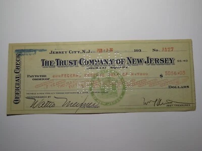 $5056.03 1930 Jersey City New Jersey Cancelled Check! Journal Square Trust Comp. - Image 1 of 2