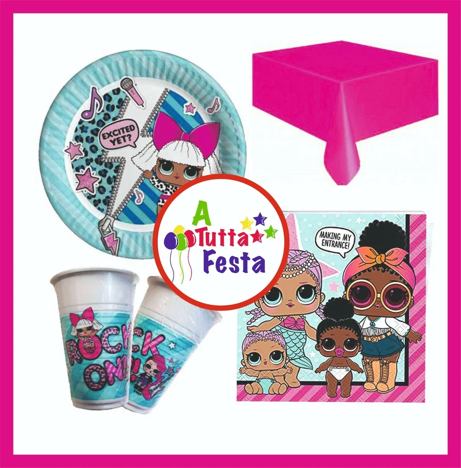 KIT ADDOBBI FESTA COMPLEANNO LOL SURPRISE X8X16X24X32X40 PERSONE  PIATTI BICCHI - Immagine 1 di 1