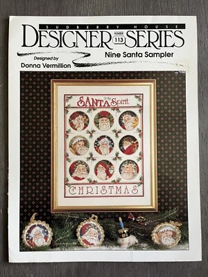 Donna Vermillion Nine Santa Sampler Counted Cross Stitch Pattern - Image 1 of 3