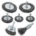 7x Wire Brush Set Coarse Carbon Steel Shank Drill Wheel Cup Deburr Rust Crimped