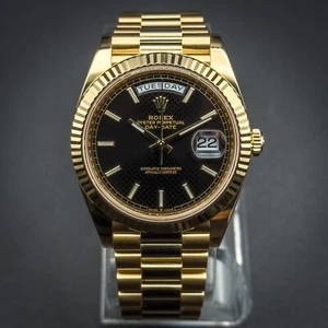 Rolex Day-Date 40mm 228238 18K Yellow Gold Black Motif Dial Full Set Box&Papers - Picture 1 of 24