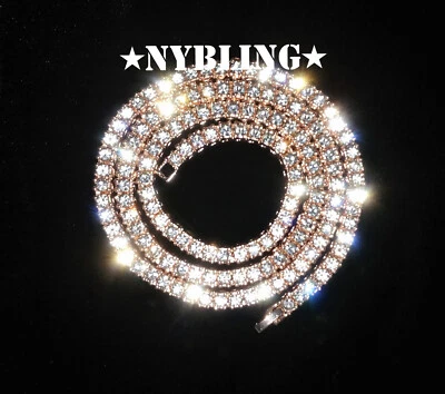 Collar gargantilla cadena tenis 5 mm 1 fila chapado en oro helado hip hop circonita cúbica joyería Foto 1 de 4