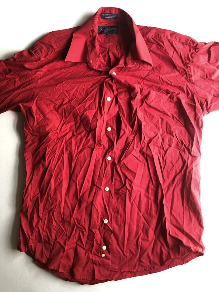 Manga curta masculina média Giorgio Brutini vermelha com botão para cima - Imagem 1 de 1