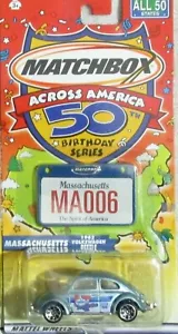Matchbox Across America Massachusetts 1962 VW BEETLE serie 50° compleanno NISP - Foto 1 di 1
