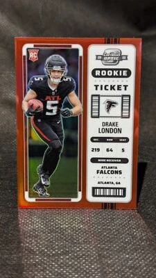 2022 Contenders Optic Drake London Rookie Ticket RC Red /175 Rookie Falcons - Image 1 of 2