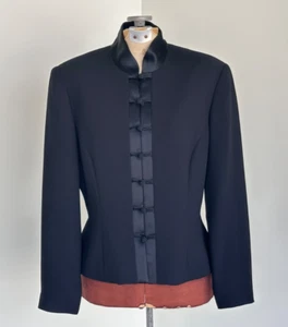 Blazer Jones New York Cheongsam nero medio chiusura a rana blazer chiusura a levetta - Foto 1 di 7