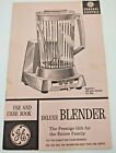 Retro 1960s GE Deluxe Automatic Blender BL-2 Pink Manual ONLY w/Recipes