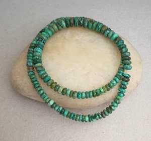 OLD STOCK, HI-GRADE HUBEI TURQUOISE 3.5-7MM RONDELLE BEADS - 17.75" - 2346E - Picture 1 of 3