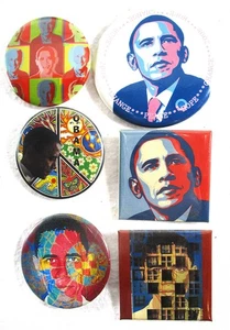 6 bottoni campagna Barack Obama disegnati dall'artista, tutti diversi e come nuovi - Foto 1 di 7