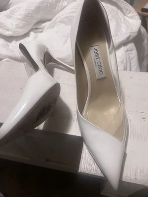 Zapatos de salón JIMMY CHOO charol/plexi cass iridiscente 95 EU40/US10 ópticos blancos Foto 1 de 4
