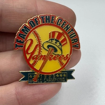 New York Yankees Team of the Century 1999 World Champions Lapel Pin MLB Red Blue - Image 1 of 4