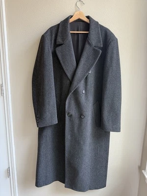 Vintage 42L London Fog 100% Wool Double-Breasted Overcoat Mens Charcoal Gray USA - Image 1 of 4
