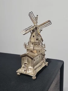 Antigua casa de molino de viento holandesa en miniatura de plata de ley con estatuillas con patas 97 g - Imagen 1 de 24
