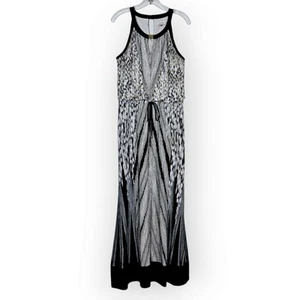 Calvin Klein Women Size M Black White Brown Sleeveless Keyhole Maxi Dress - Picture 1 of 17