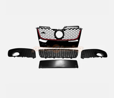 PARTS4TUNING VW GOLF 5 GTI 03 - 08 RADIATOR GRILLE RED BLACK WITH GRILLE SET